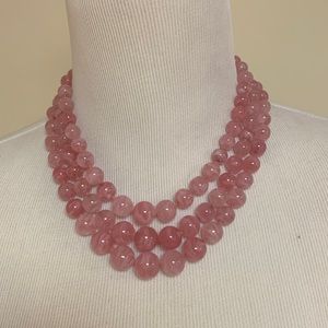Vintage CHANEL triple strand rose quartz necklace